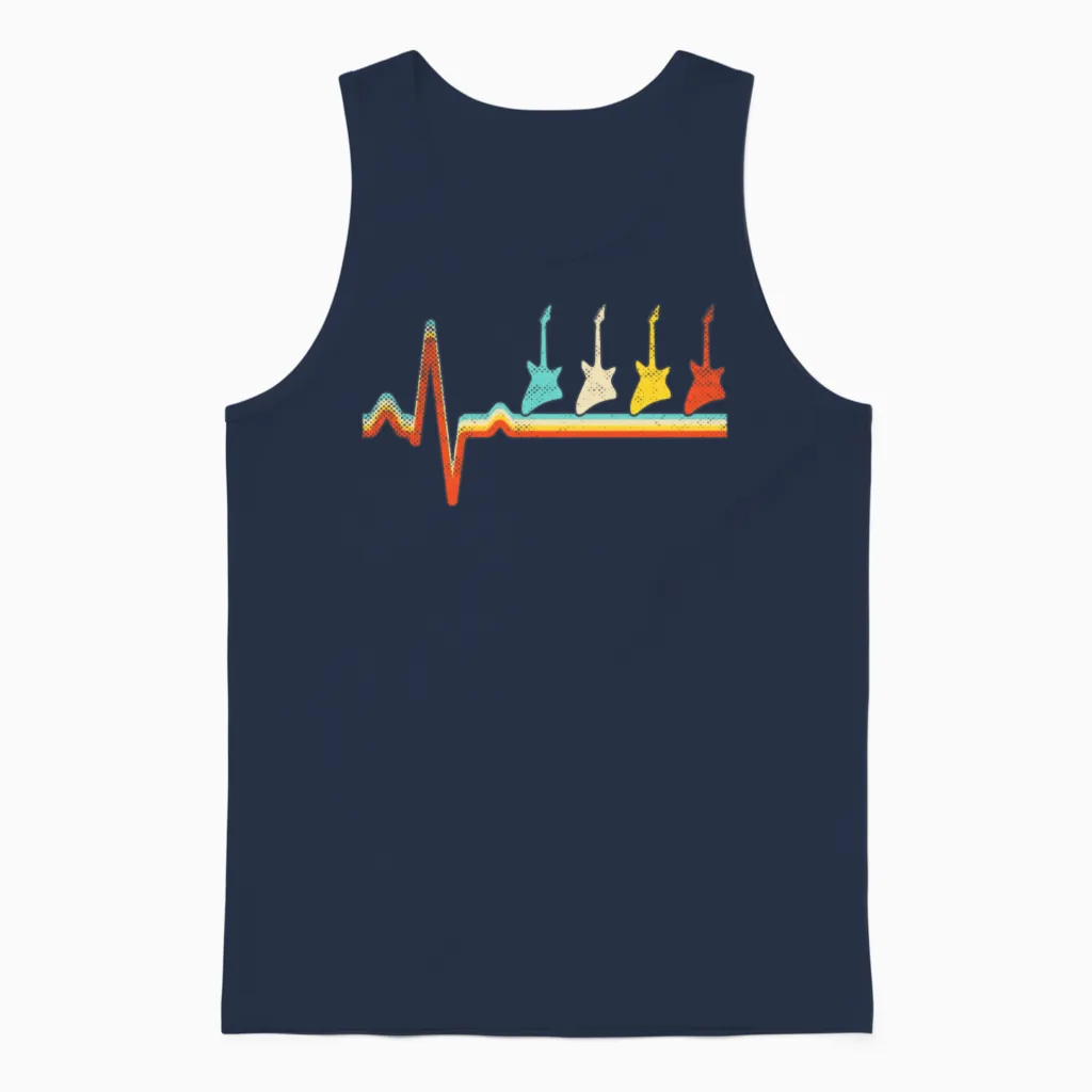 Rock Retro Heartbeat Unisex Tank Top in Navy
