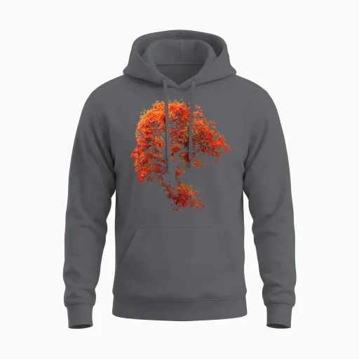 Tree Art Natur Grafik Frauen Gesicht Motiv Baum Unisex Hoodie in Charcoal