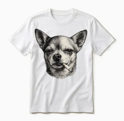 Hund Raucht Zigarette Lustig Chihuahua Meme Unisex T-Shirt - White