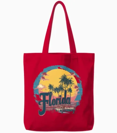 Retro Florida Tote Bags - Red