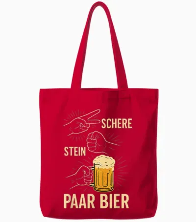 Pair of Beer Scissors Funny Beer Drinker Motif T-Shirt, Black, S Tote Bags - Red
