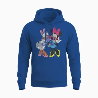 Disney Mickey and Friends Daisy & Minnie Fashion Short Sleeve Unisex Hoodie - Royal