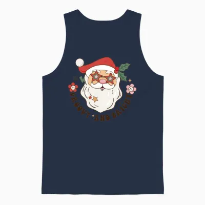 Retro Christmas Unisex Tank Top - Navy