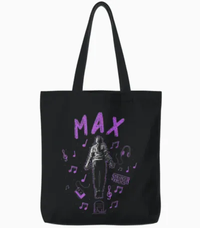 Stranger Things 4 Max Painted Music Notes Tote Bags - Black