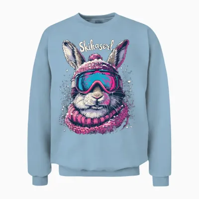 Skihaserl Apres Ski Haserl Skier Winter Women's T-Shirt, White Unisex Sweatshirt - Light Blue