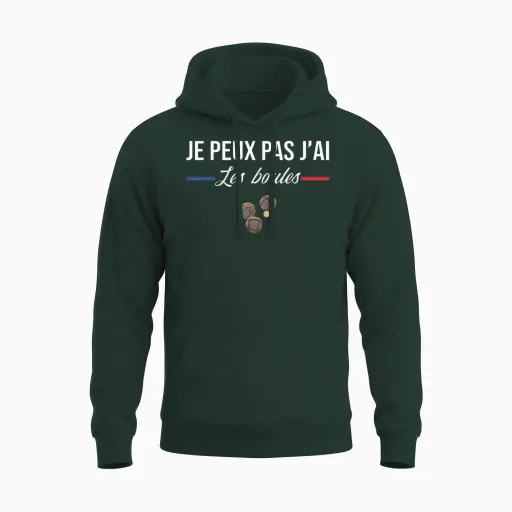 Je Peux Pas J'ai Les Boules Boccia Boule Pétanque Funny T-Shirt, Black, S Unisex Hoodie in Forest