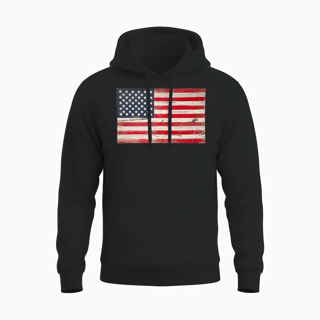 Vintage American Us Unisex Hoodie in Black
