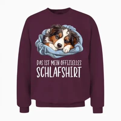 Cute Dog Official Sleep Shirt Australian Shepherd T-Shirt, Black Unisex Sweatshirt - Maroon