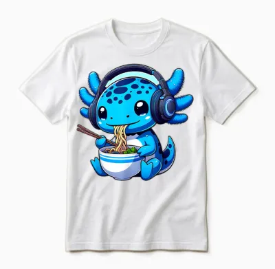 Gamer Axolotl Ramen Video Games Headphones Anime Boys Unisex T-Shirt - White