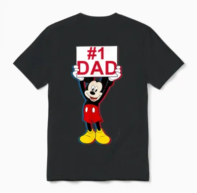Disney Mickey Mouse Dad Mickey Mouse Big Logo Father's Day Unisex T-Shirt - Black