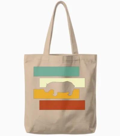 Hippo Retro Tote Bags - Natural