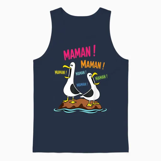 Motif Mouette Drôle Maman Meme Oiseaux Criant Maman Unisex Tank Top in Navy