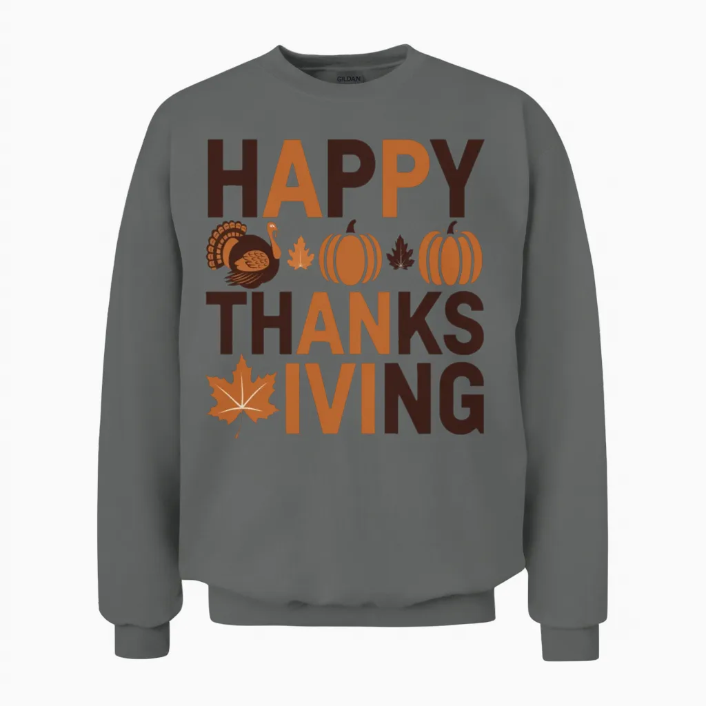 Happy Thanksgiving Unisex Sweatshirt - Graphite Heather