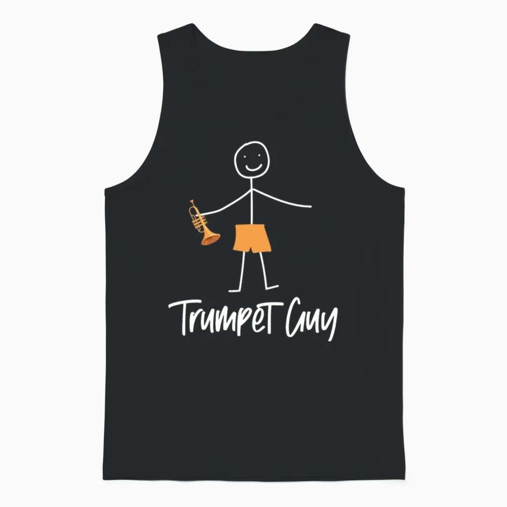 Trumpet Player Minimalistic Unisex Tank Top in Black