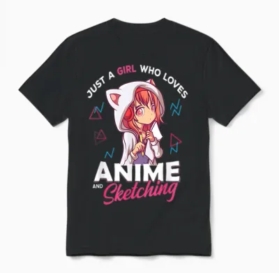 Just a Girl Who Loves Anime and Sketching Otaku Anime Merch T-Shirt Small Unisex T-Shirt - Black