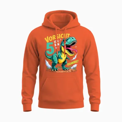 Dinosaurier 5 Geburtstag Deko Ich Bin 5 Dino Jungen 5 Jahre Unisex Hoodie - Orange