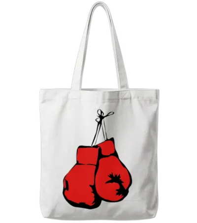 Hanging Boxing Gloves Tote Bags - White
