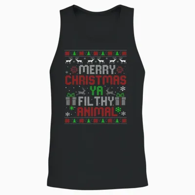 Merry Christmas Animal Filthy Ya Xmas Family Pajama Unisex Tank Top - Black