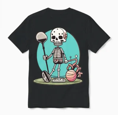 Funny Golf Skull Funny Sport Unisex T-Shirt - Black
