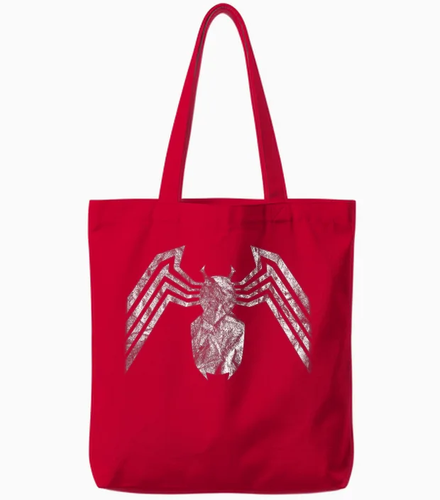 Marvel Venom Emblem White T-Shirt, Black Tote Bags in Red