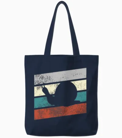 Snail Retro Tote Bags - Navy