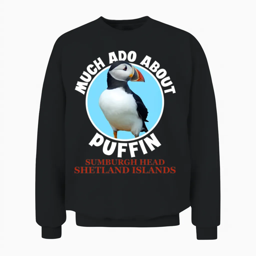 Sumburgh Head Shetland Islands Puffin Unisex Sweatshirt in Black