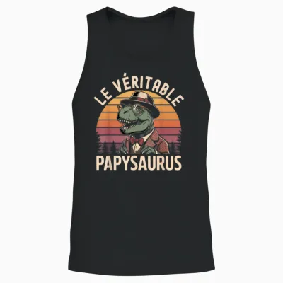 The Real Papysaurus Gift Funny Grandpa Day Grandpa Unisex Tank Top - Black