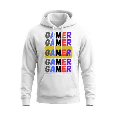 Distressed Retro Gamer Unisex Hoodie - White
