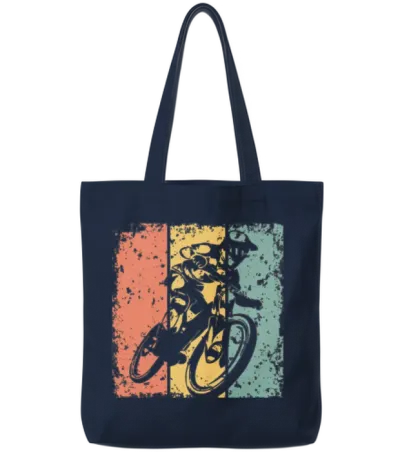 Biking Retro Tote Bags - Navy