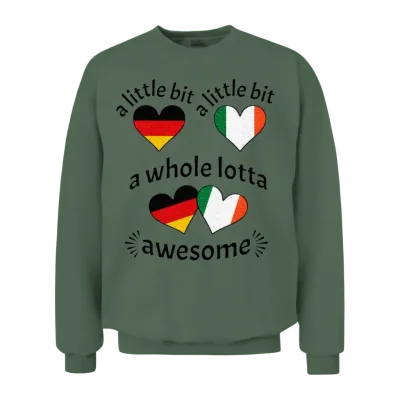 A Little Bit German Irish Ireland Heart Flags Unisex Sweatshirt - Military Green
