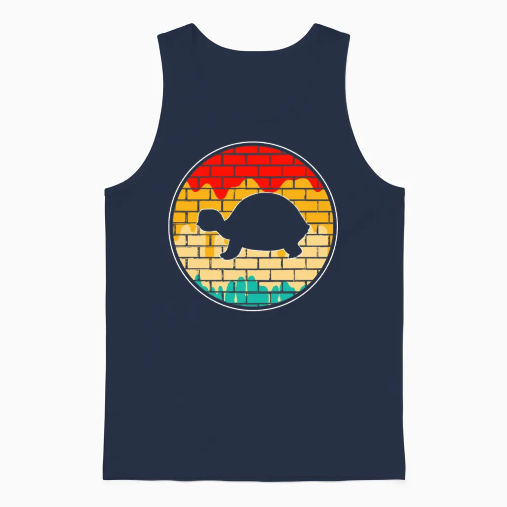 Turtle Retro Reptiles & Exotics Gift Unisex Tank Top in Navy
