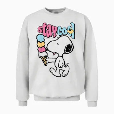 Peanuts - Snoopy Mit Eis Bleib Cool Unisex Sweatshirt - White