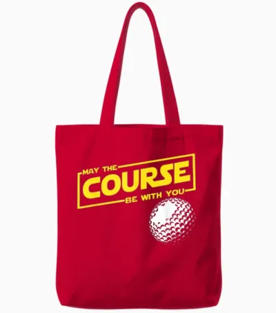 May the Course Be Funny Golf with You Tote Bags - Red