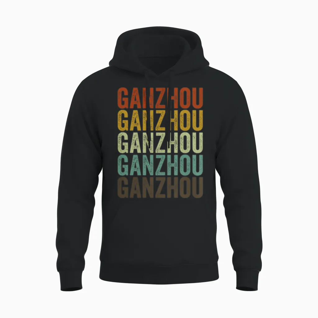 Ganzhou China Retro Vintage Unisex Hoodie - Black