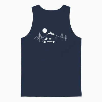 Travel with a Van in the Mountains Unisex Tank Top - Navy
