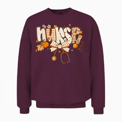 Retro Pumpkin Nurse Life Stethoscope Fall Autumn Funny Nurse Unisex Sweatshirt - Maroon