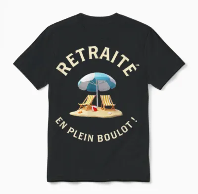 Gift Retirement Man Humor Retirement in Full Boulot Unisex T-Shirt - Black