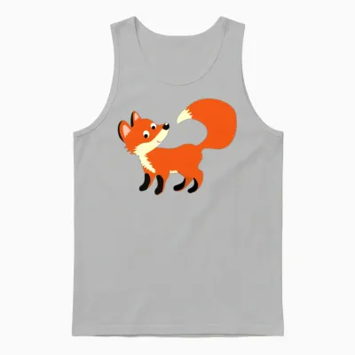 Smart Orange Fox in Simple Design Unisex Tank Top - Ash