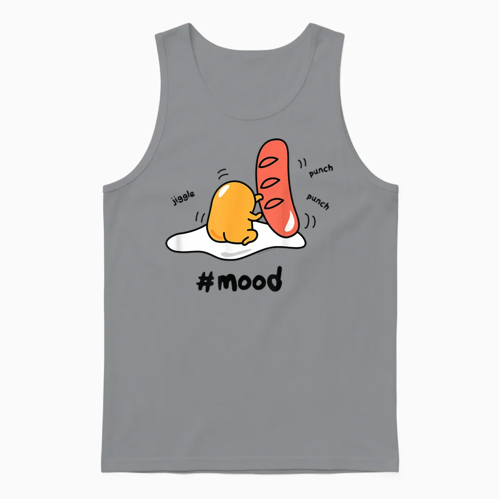 Gudetama the Lazy Egg #mood Boxing Punching Hot Dog Unisex Tank Top in Sport Grey