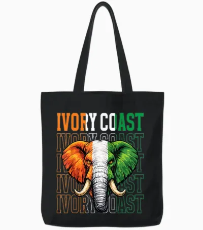 Elfenbeinküste Fan Elefant Elfenbein Tote Bags - Black