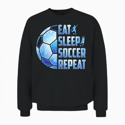 Soccer Eat Sleep Soccer Repeat Boys Unisex Sweatshirt - Black