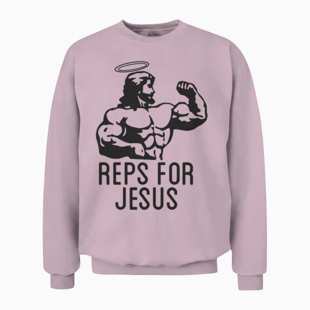 Reps Jesus Funny Christian & Faith Gift Unisex Sweatshirt in Light Pink