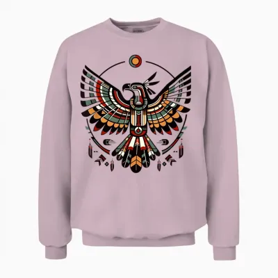 Thunderbird Native American Tribal Art Unisex Sweatshirt - Light Pink