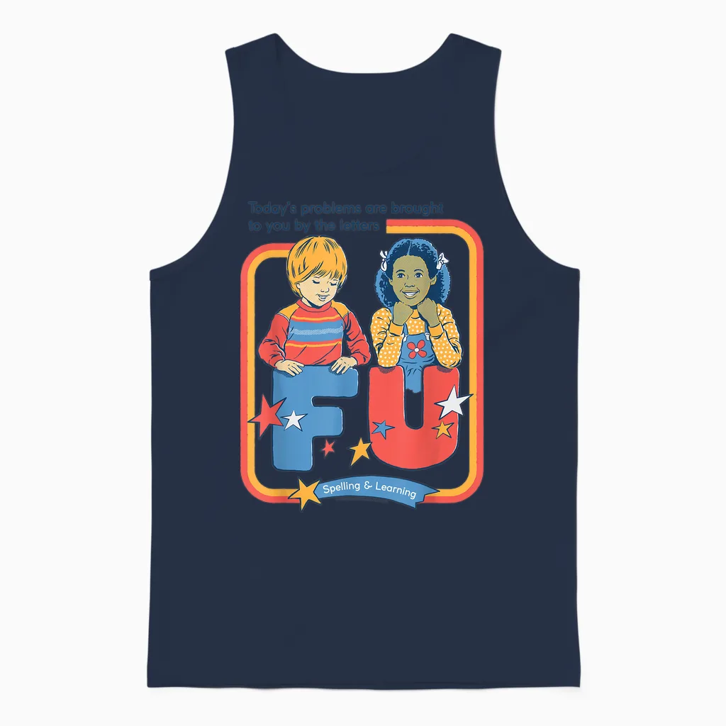 Today's Problems F U Sarcastic Retro Funny Adult Humor Unisex Tank Top in Navy