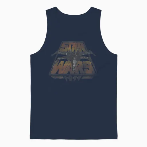 Star Wars X-Wing 1977 Retro Graphic T-Shirt, Grey, S Unisex Tank Top in Navy