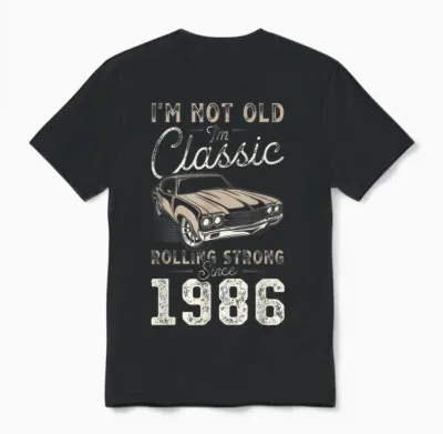 Voiture Classique Née En 1986 40e Anniversaire Unisex T-Shirt - Black