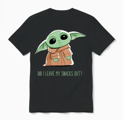 Kids the Mandalorian Grogu Snacks Meme Unisex T-Shirt - Black