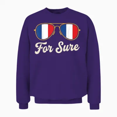 Humour Macron for Sure Meme Sunglasses Unisex Sweatshirt - Purple