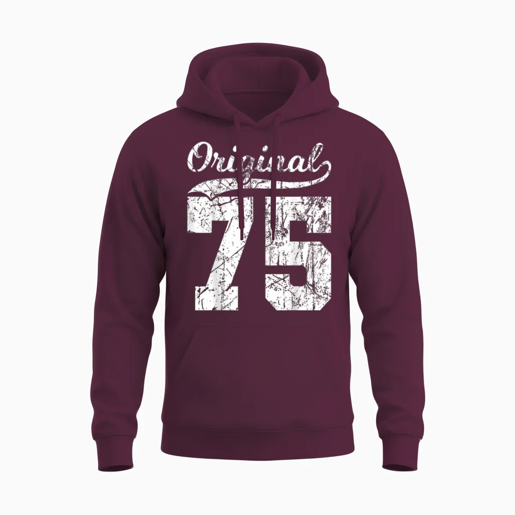 75 Original 49 Jahren Mann Frau Geburtstag Unisex Hoodie in Maroon