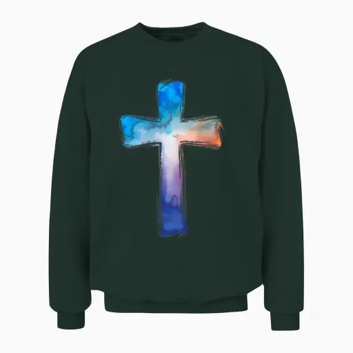 Cross Religion Bible Verses Church Family Catholic Unisex Sweatshirt - Forest